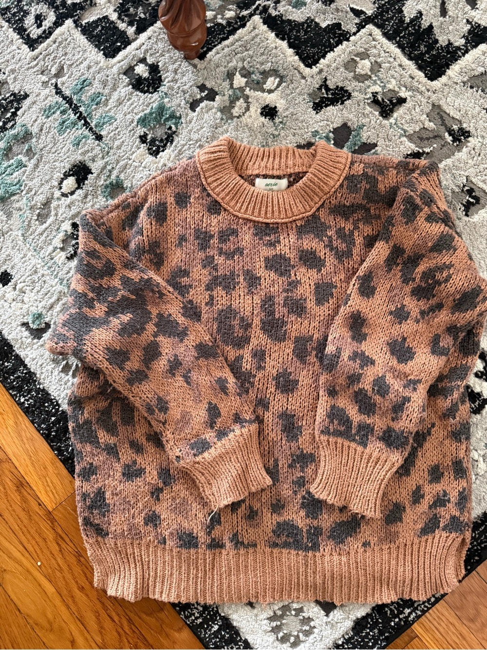 aerie Ribbed Crewneck Sweater in Rust